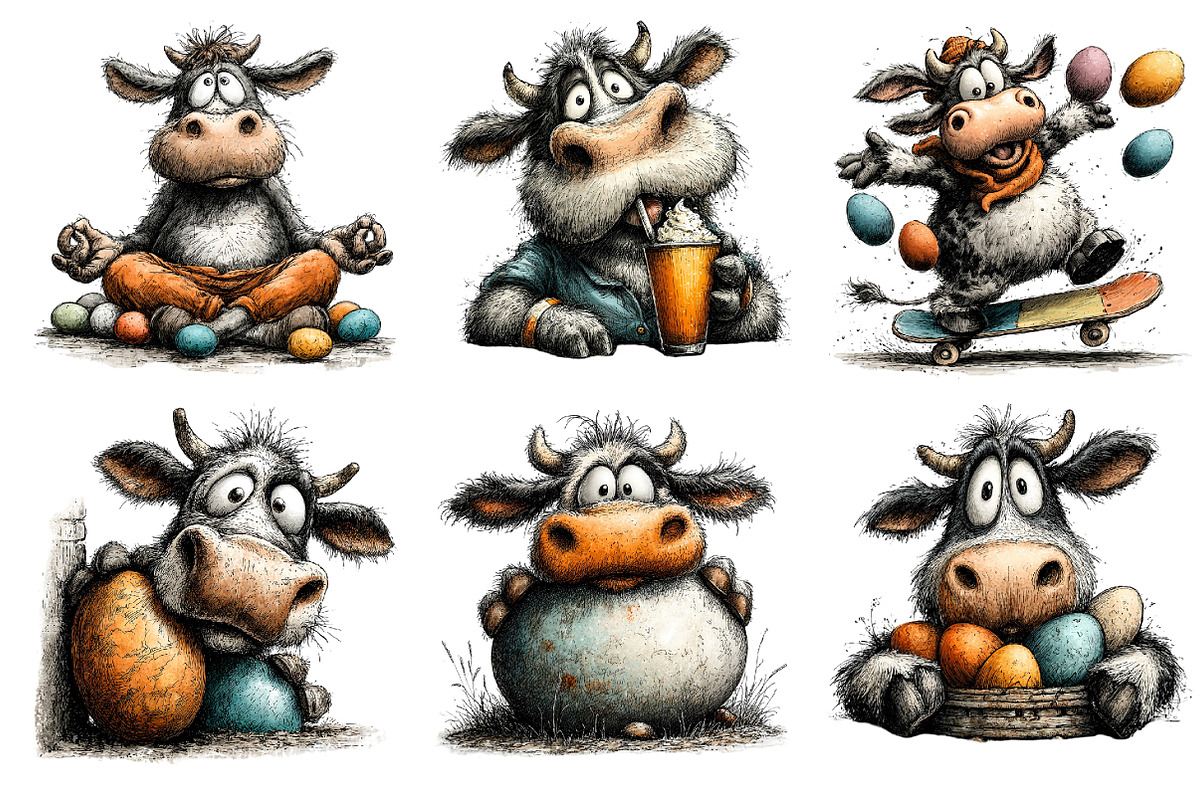 Funny Easter Cow Clipart, an Illustration by Dream Creation (Photo 3 of 6)