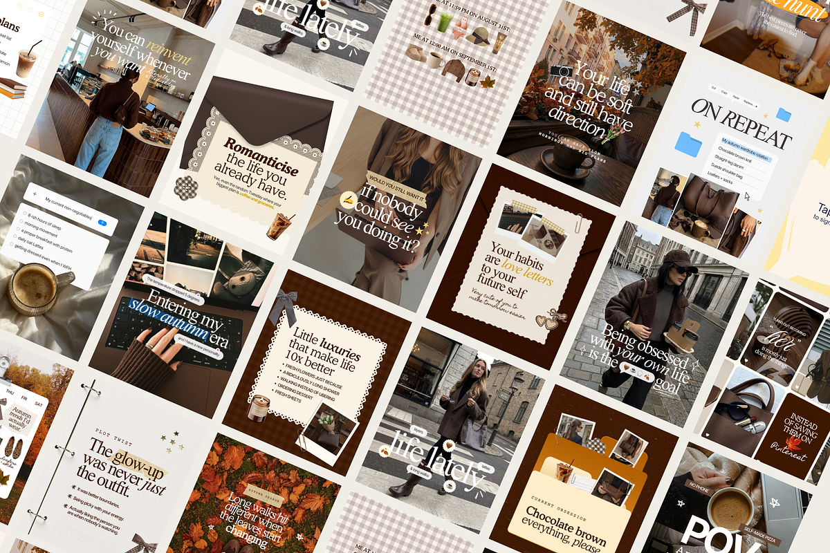 Brown Social Templates for Creators, a Social Media Template by CanvaTemplateClubCo (Photo 1 of 16)