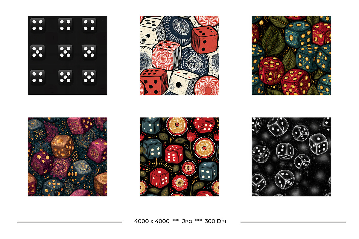 Dice Retro Art Style Patterns, a Pattern Graphic by karenfoleyphoto (Photo 4 of 10)