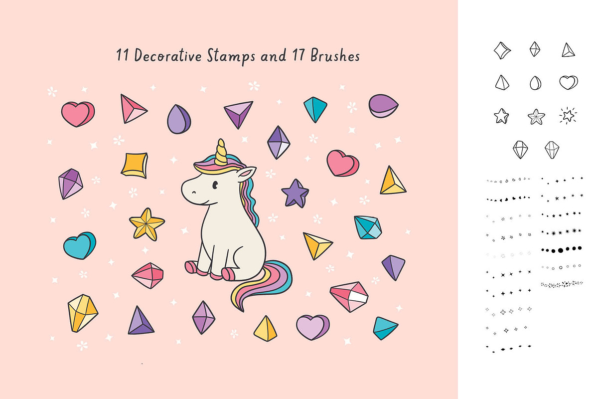Cute Unicorn Procreate Set, a Brush Add-On by Pencil Twist (Photo 6 of 10)