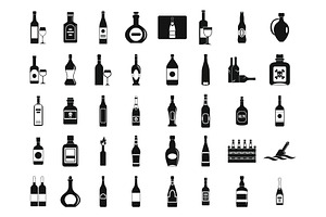 Alcohol bottle icon set, an Illustration by Ylivdesign