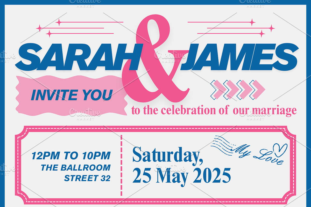 RETRO WEDDING INVITE FREE ELEMENTS preview 2