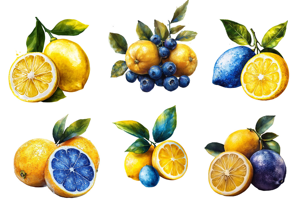 Yellow & Blue Lemon Sublimation PNG, an Illustration by SinaCreation (Photo 3 of 5)