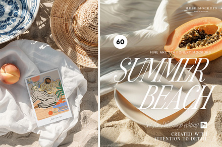 SUMMER BEACH Stationery Card Mockups, a Product Mockup by Muse Mockups