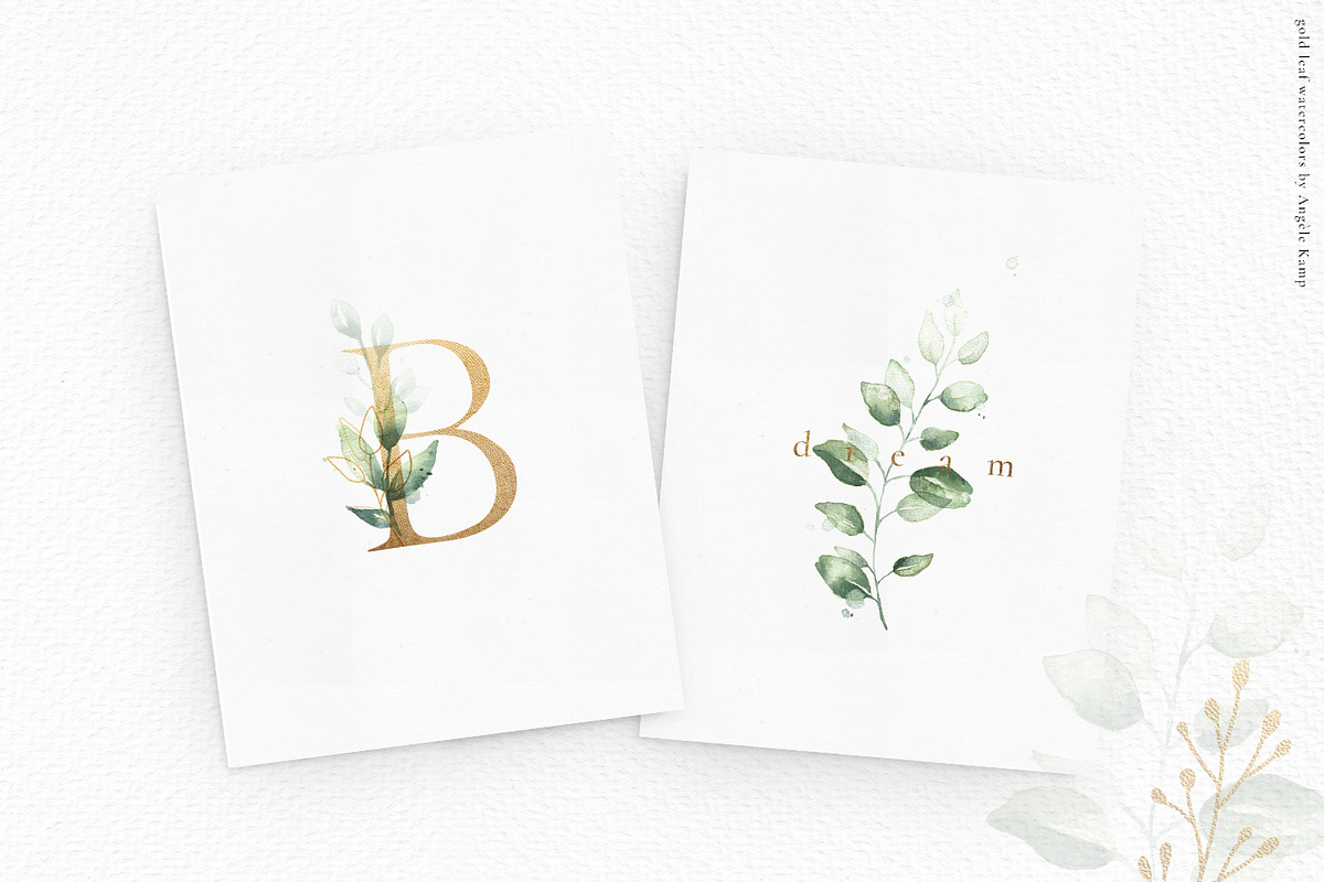 Gold leaf watercolor alphabet art, an Illustration by Angele Kamp (Photo 2 of 12)