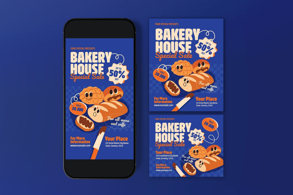 Quirky Bakery Store Flyer Set preview 3