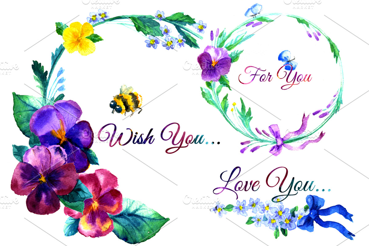 Violets floral collection PSD&PNG, a Decorative Illustration by denisespinoza (Photo 4 of 4)