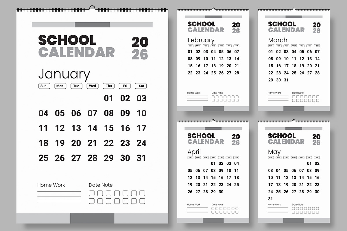 School Calendar 2026, a Stationery Template by ContestDesign (Photo 1 of 5)
