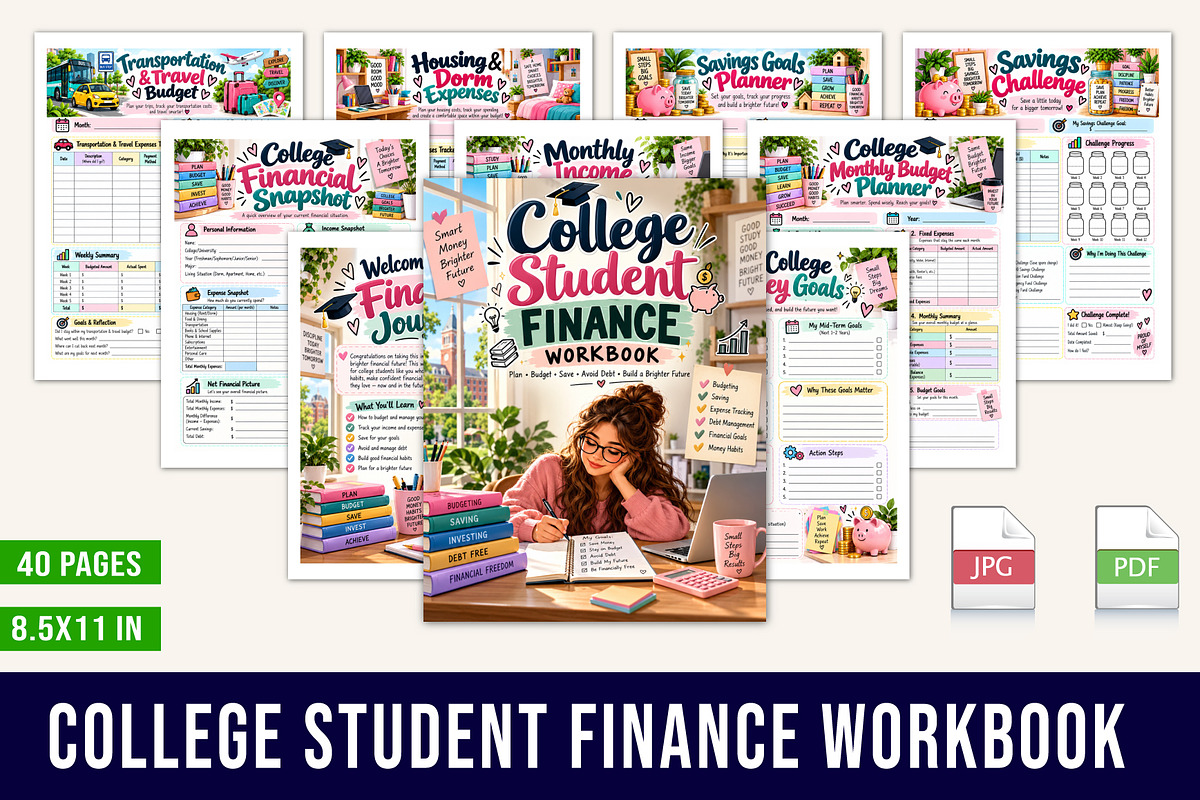 College Student Finance Workbook, a Stationery Template by Designmela01 (Photo 1 of 5)