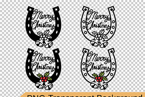 Cowboy Merry Christmas Horseshoe Svg