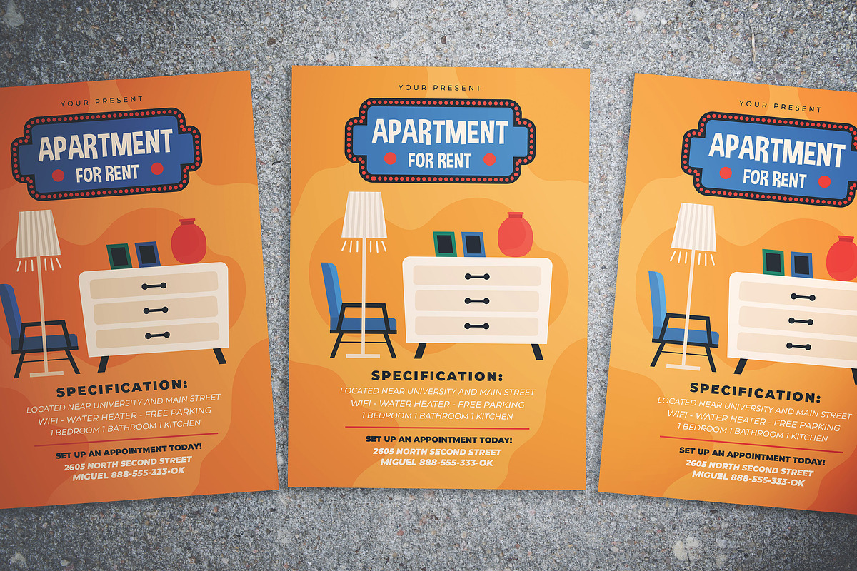 Apartment For Rent Flyer, a Flyer Template by Gumico Studio.