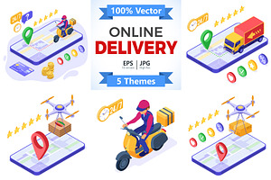 Online Internet Shopping Delivery, a Food Illustration by TAlex