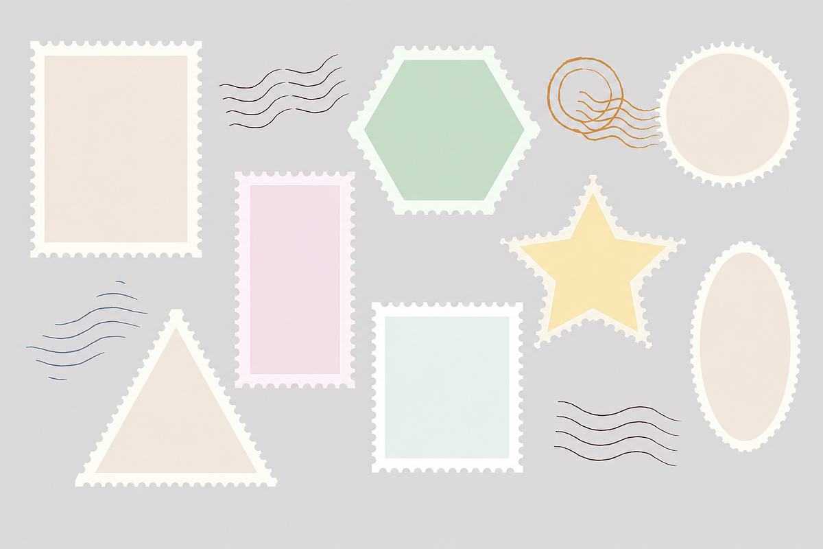 Vintage Postage Stamp Graphics, a Decorative Illustration by Anna Studio (Photo 11 of 12)