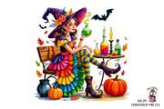 Halloween Witch PNG Clipart Bundle, a Graphic by Clipart Studio (Thumbnail 5 of 11)