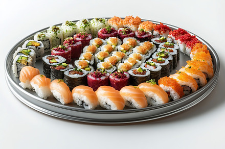 Fresh tasty sushi rolls of japanese cuisine, a Food & Drink Photo by AlyaAnd