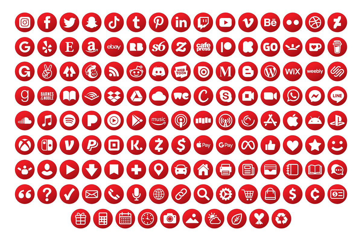 Red Circle Social Media Icons Set, an Icon by Running With Foxes (Photo 3 of 9)