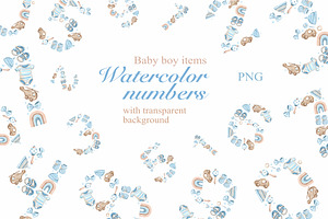 Watercolor Nursery numbers PNG