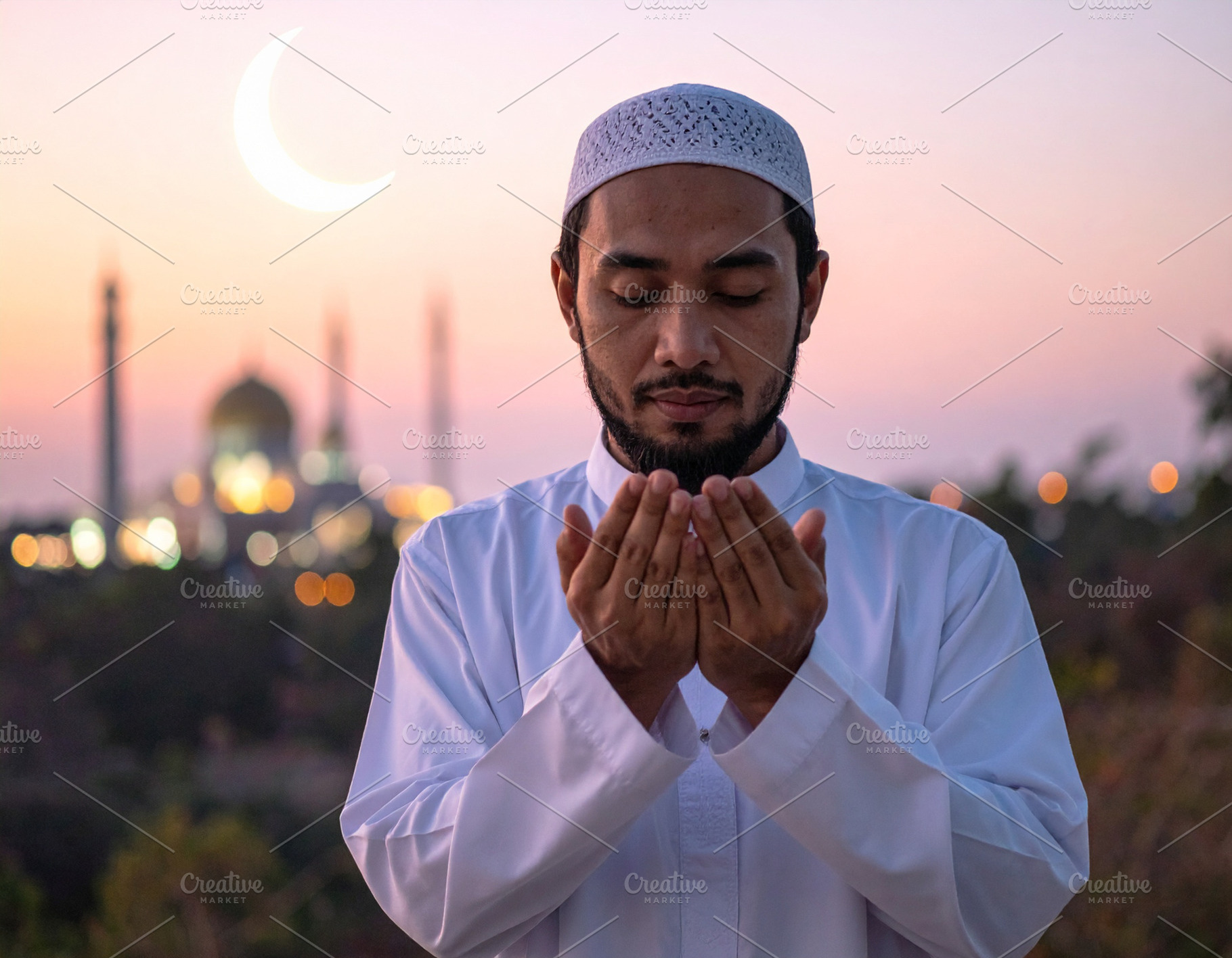 Serene ramadan prayer medium shot portrait, a Person Photo by DanFLCreativo