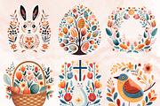 Watercolor Easter Folk Art Clipart, a Seasonal Illustration by GiraffeCreative (Thumbnail 6 of 9)
