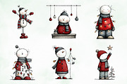 Whimsical Quirky Snowman Clipart, an Illustration by Creative Art (Thumbnail 2 of 13)