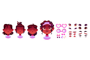 African girl face constructor set, a Person Illustration by art PVP - market