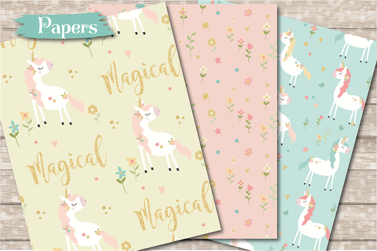 Sparkly unicorn paper, a Pattern Graphic by Poppymoondesign (Photo 2 of 2)