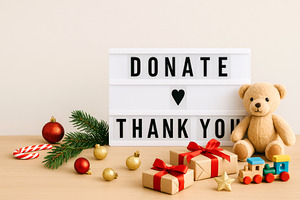Christmas donation thank you concept, a Photo by Dvoevnore photos