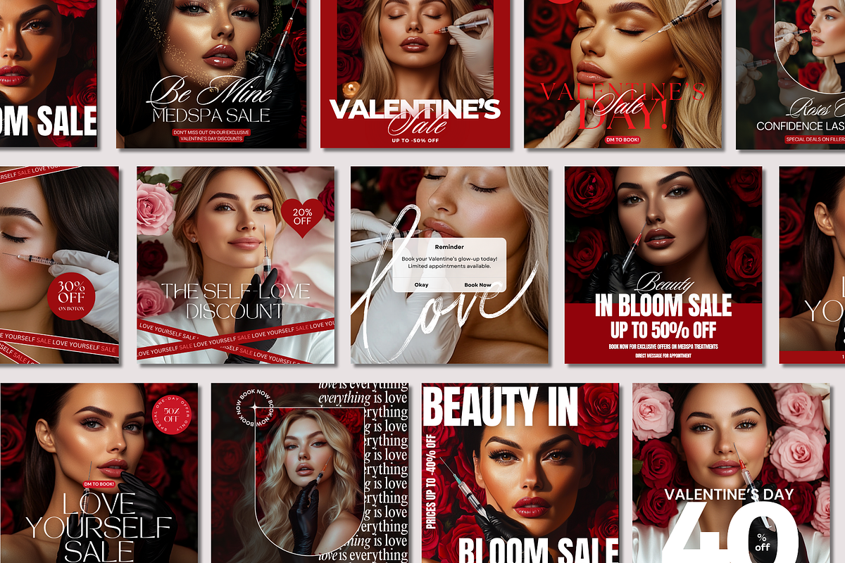 Medspa Instagram Templates Valentine, a Social Media Template by DesignsbyMariaStudio (Photo 3 of 10)