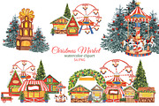 Christmas Market watercolor set, an Illustration by s.yanyeva (Thumbnail 1 of 8)