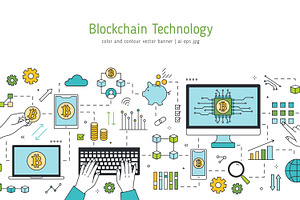 Blockchain technology banner, a Technology Illustration by Good Studio