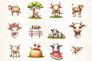 Funny Cows Clipart Cute Cow Png Farm, an Illustration by CrexoraLab (Thumbnail 2 of 5)
