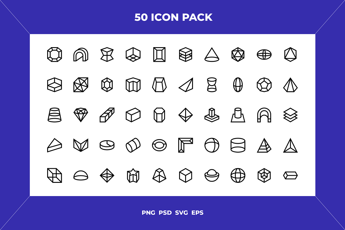 D shapes icons, an Outline Icon by Wencory (Photo 1 of 2)