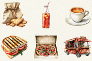 Watercolor Italian Fast Food Clipart, an Illustration by OK Design (Thumbnail 3 of 5)