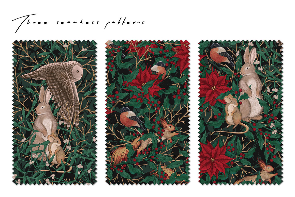 CHRISTMAS FOREST - patterns & motifs, an Animal Illustration by Liiafis (Photo 2 of 15)