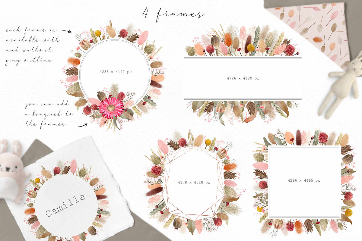 Big romantic dried flower set, a Texture Illustration by marie dricot (Photo 4 of 18)
