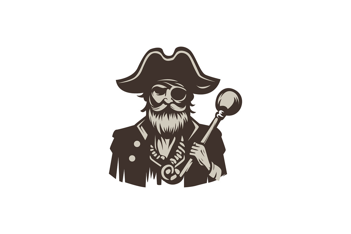 Old Man Pirate Tricorn Head Logo, a Branding & Logo Template by funpixel