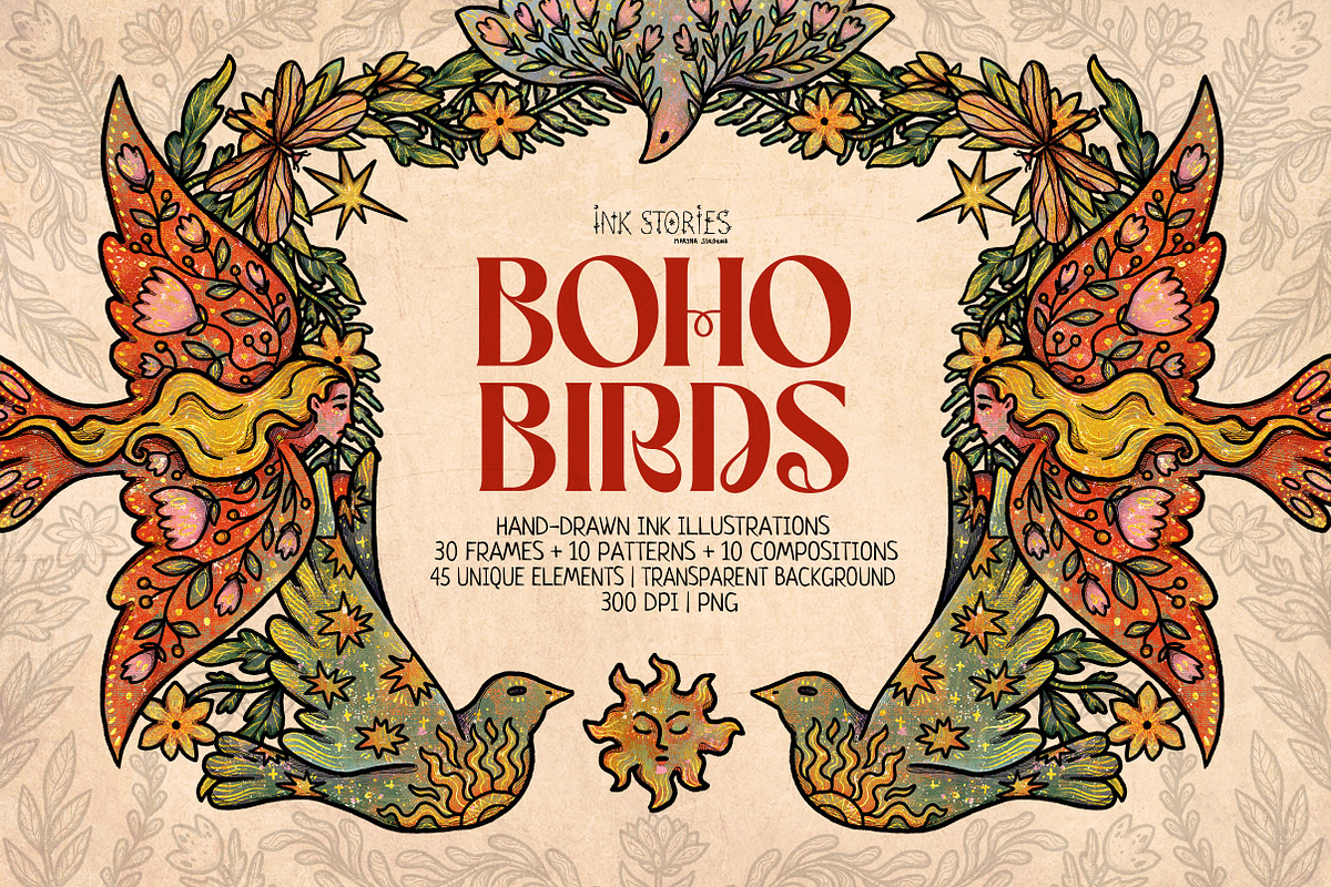 Boho Birds, an Animal Illustration by Ink Stories (Photo 1 of 16)