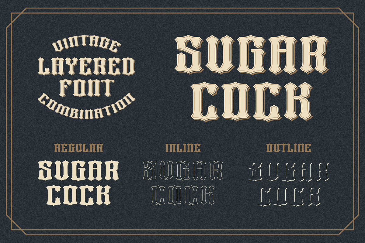 Bros Signage a Vintage Layered Font, a Blackletter Font by Blankids Studio
