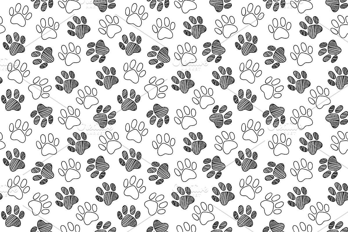 Dog cat pet paw foot pattern vector, a Pattern Graphic by Art By Silmairel (Photo 2 of 2)