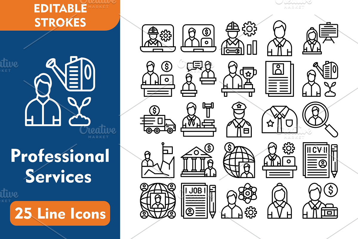 25 Professional services Line Icons, an Icon by Pexelpy