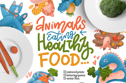 Animals eating healthy food CLIPART