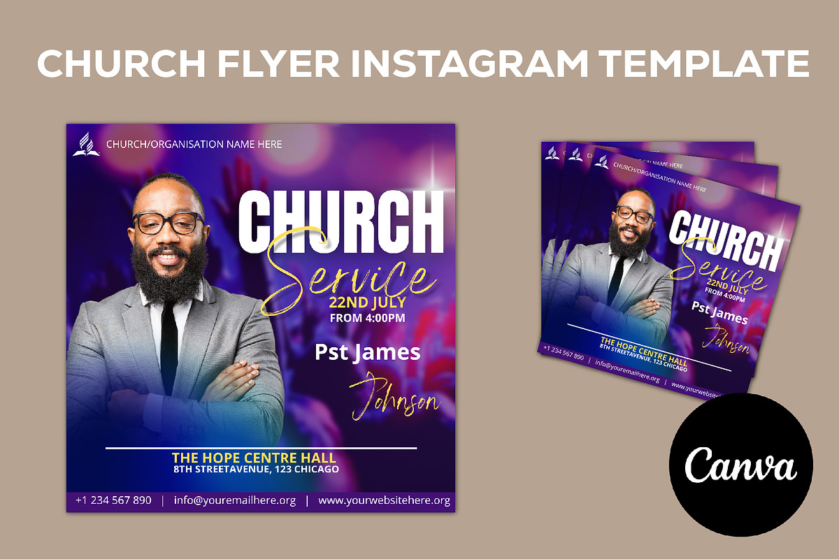 Church Flyer Canva Template, a Social Media Template by Sipi_Graphics (Photo 1 of 3)
