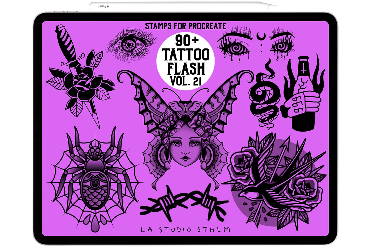 Tattoo Flash Vol. 21 - Stamp Set, a Brush Add-On by LA Studio Sthlm (Photo 2 of 6)