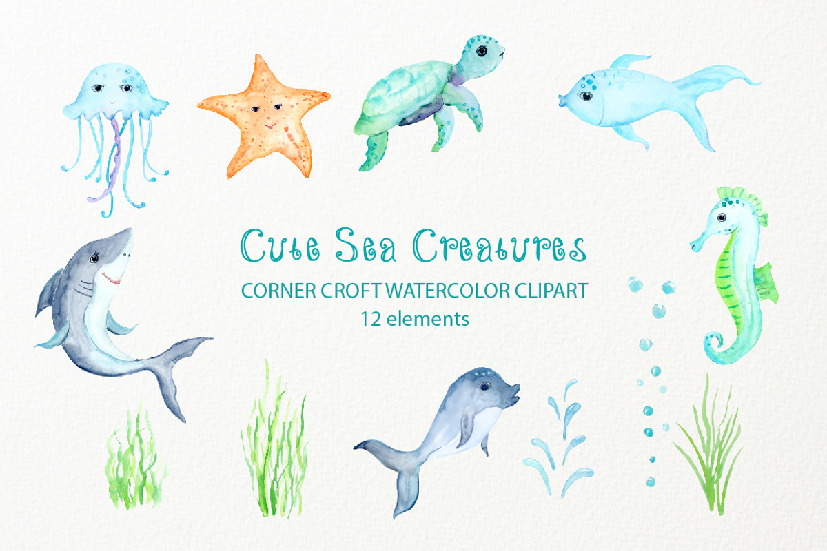 Sea Creature Clipart, an Animal Illustration by Corner Croft (Photo 2 of 4)