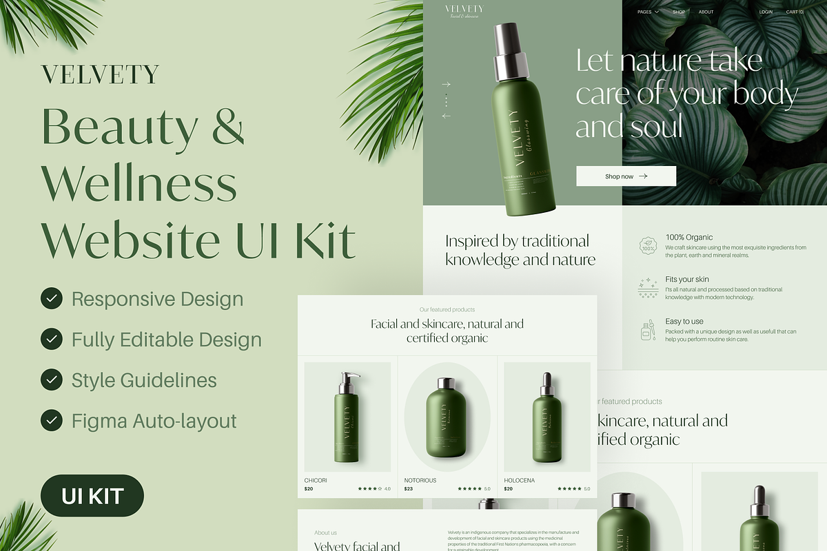 Velvety - Beauty & Wellness Website, an UI Kit Template by dhuhacreative (Photo 1 of 8)
