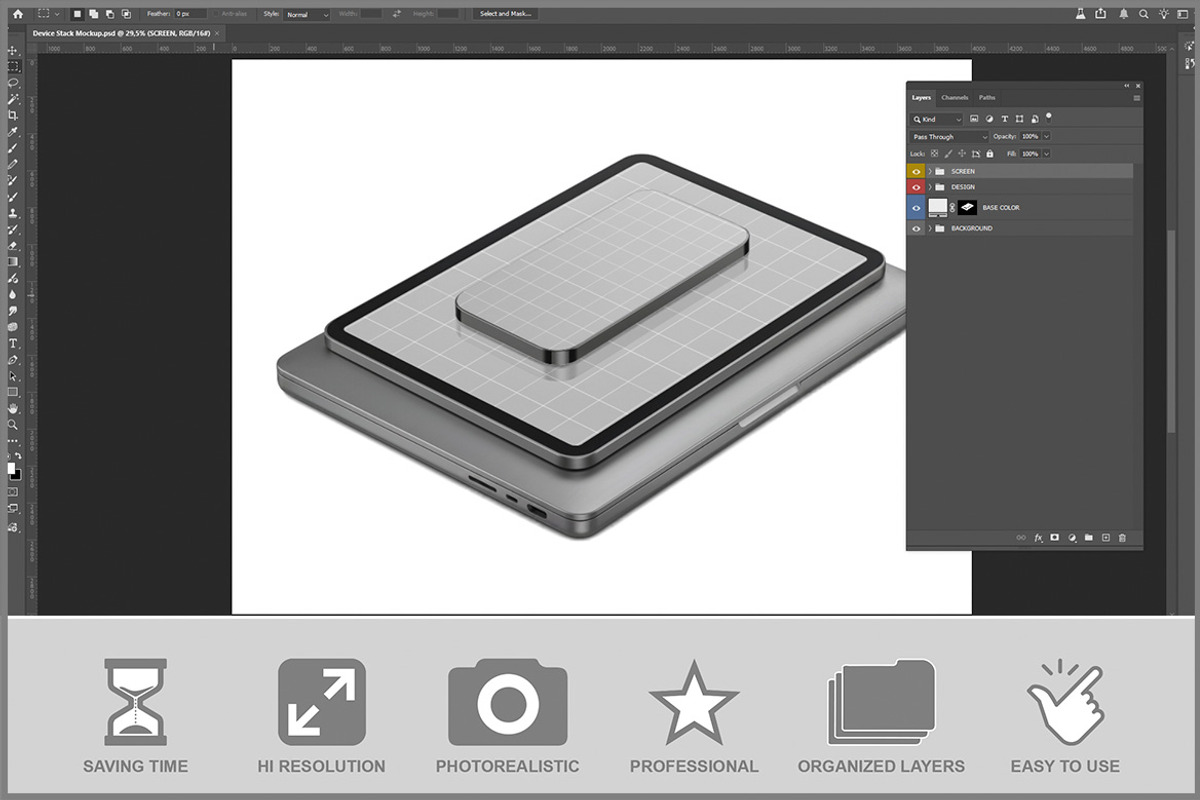 Device Stack PSD, a Wearable Device Mockup by Bruno's Shop (Photo 2 of 3)