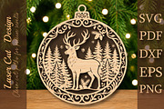 Reindeer Forest Christmas Ornament, a Work Illustration by Digital Artistic99 (Thumbnail 1 of 4)