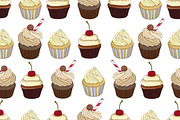 Vector set with cupcakes, a Background Graphic by lycka (Thumbnail 2 of 6)