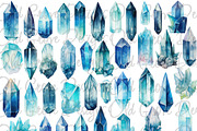 Watercolor Crystal Clipart Bundle, an Object Illustration by Old Grove Designs (Thumbnail 2 of 7)
