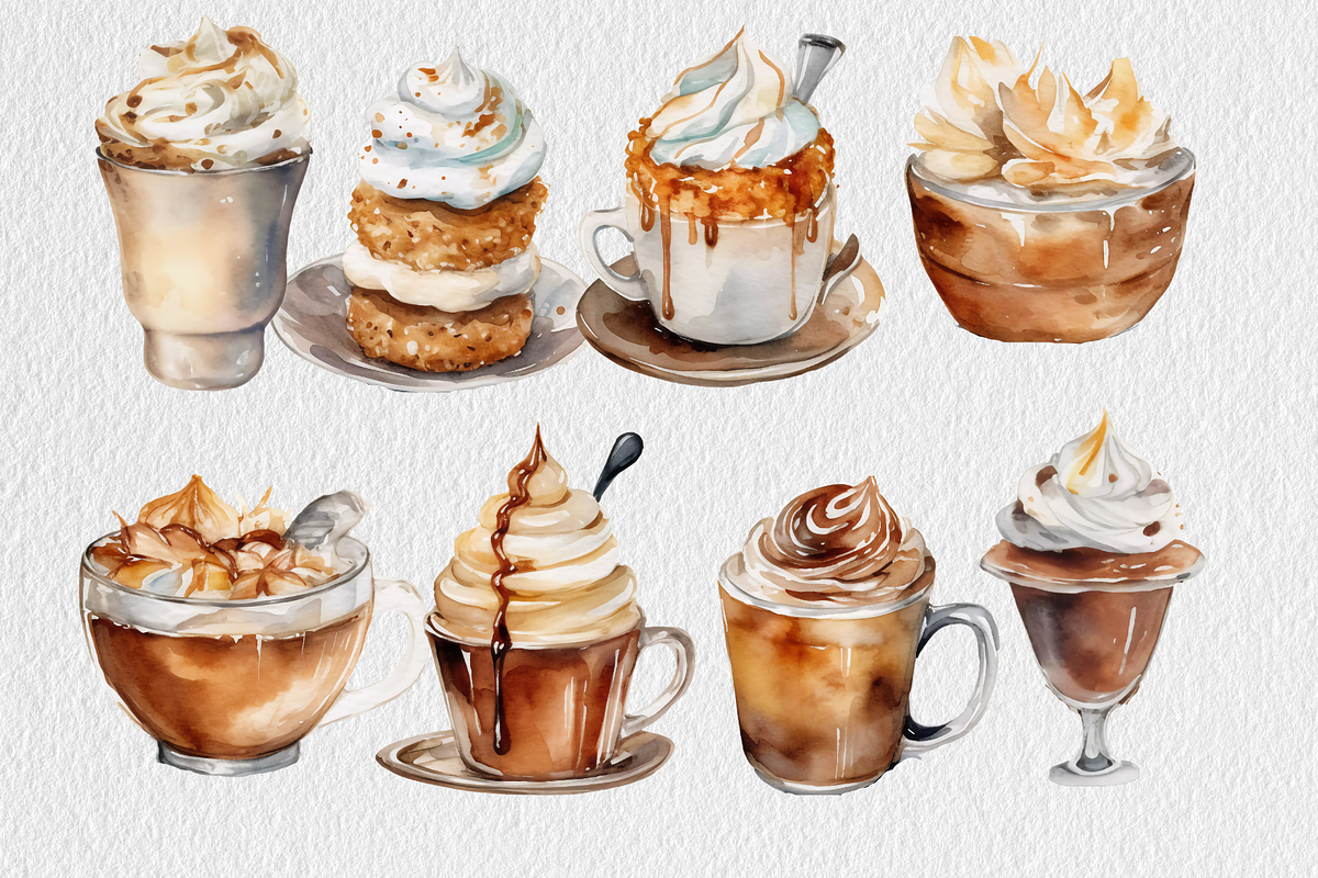 Coffee Whipped Cream Watercolor Set, a Graphic by Colorsfav (Photo 2 of 6)